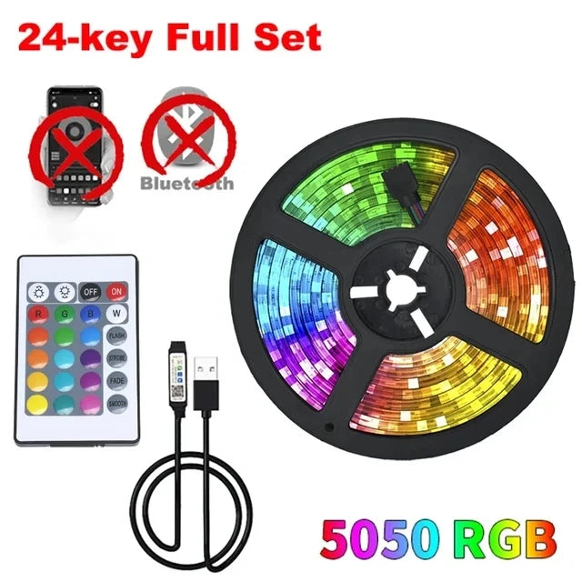 5V USB LED Strip Lights RGB 5050 Bluetooth Flexible Lamp Tape Luces 44K Led Lights for Room Decor Christmas Lights TV Backlight