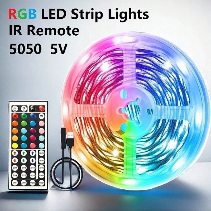 5V USB LED Strip Lights RGB 5050 Bluetooth Flexible Lamp Tape Luces 44K Led Lights for Room Decor Christmas Lights TV Backlight