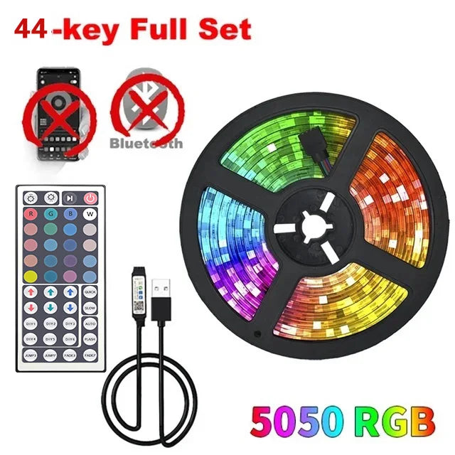 5V USB LED Strip Lights RGB 5050 Bluetooth Flexible Lamp Tape Luces 44K Led Lights for Room Decor Christmas Lights TV Backlight