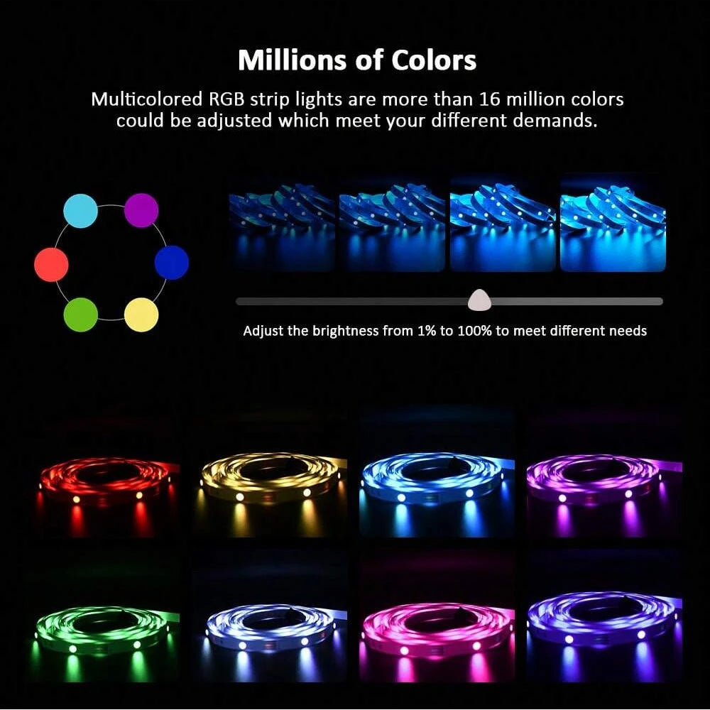 5V USB LED Strip Lights RGB 5050 Bluetooth Flexible Lamp Tape Luces 44K Led Lights for Room Decor Christmas Lights TV Backlight